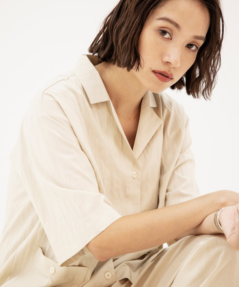Loose fit  Short sleeves SHRT &  natural RELAX PANTS