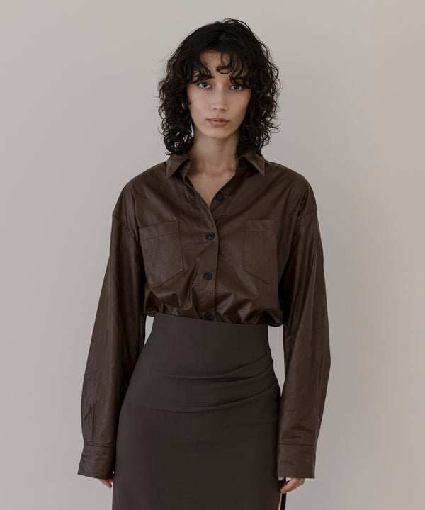 FAUX LEATHER SHIRT JACKET